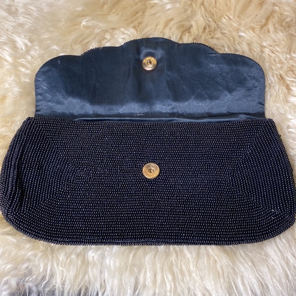 Vintage clutch purse Goldco glass beaded black 1940’s 1950’s - Picture 5 of 10